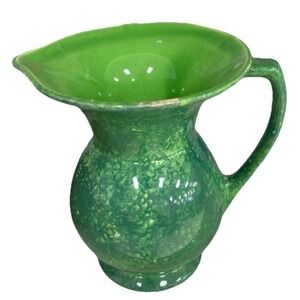 Vintage Beswick‎ Pitcher Green Wide Mouth Tall With Handle Made In England